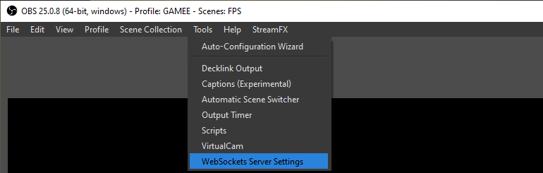 WebSockets submenu on Windows